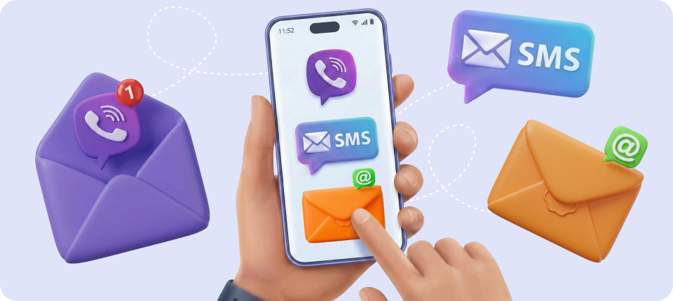 SMS, email і Viber працюють разом